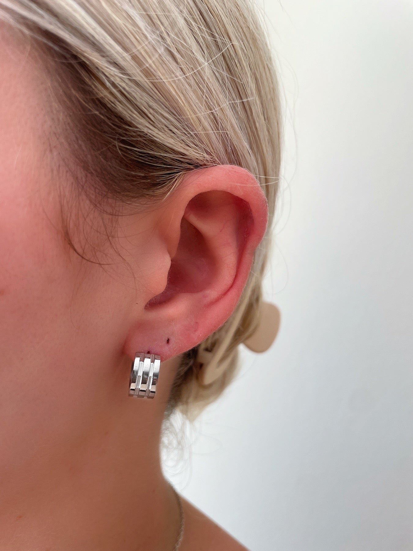 Chunky Silver Huggie Hoops