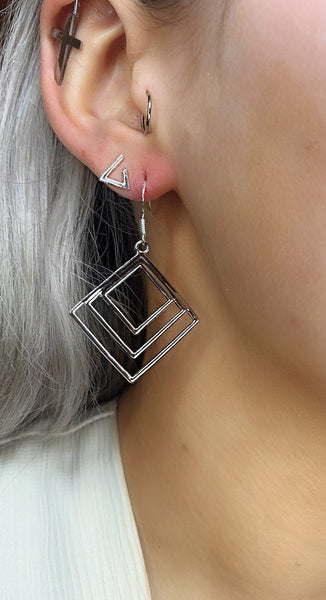 Inverted Square Dangle Earrings