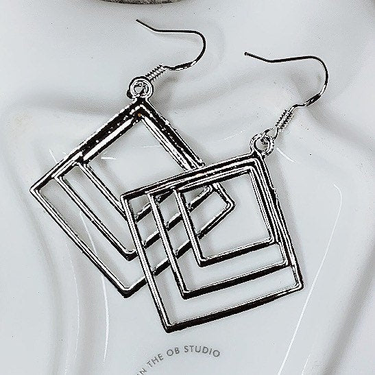 Inverted Square Dangle Earrings
