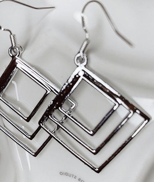 Inverted Square Dangle Earrings
