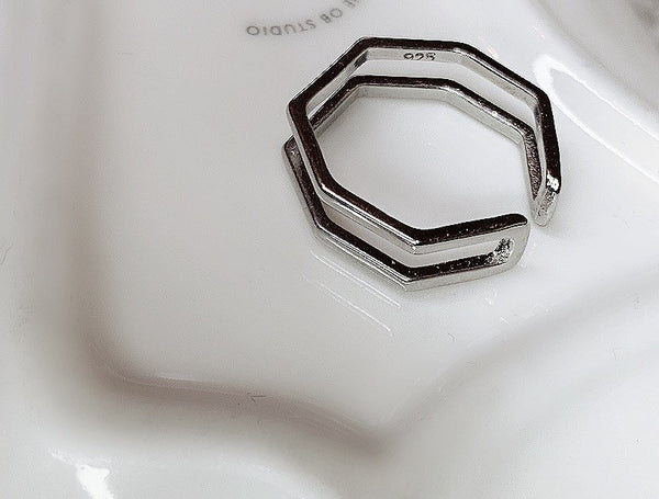 Double Band Hexagon Ring