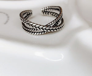 Oxidised Silver Rope Ring