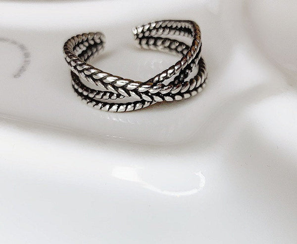 Oxidised Silver Rope Ring