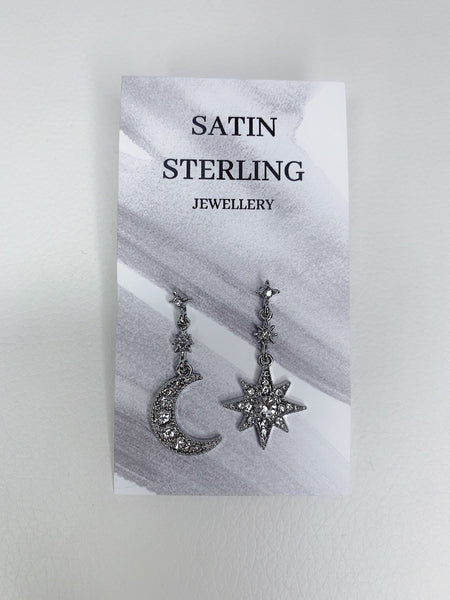 Silver Moon & Star Earrings
