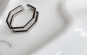 Double Band Hexagon Ring