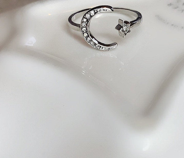 Moon and Star Ring