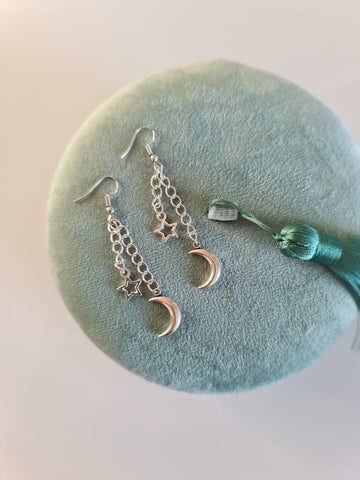 Moon & Star Drop Earrings