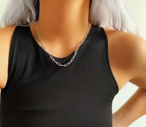 Silver Paperclip Layering Necklace