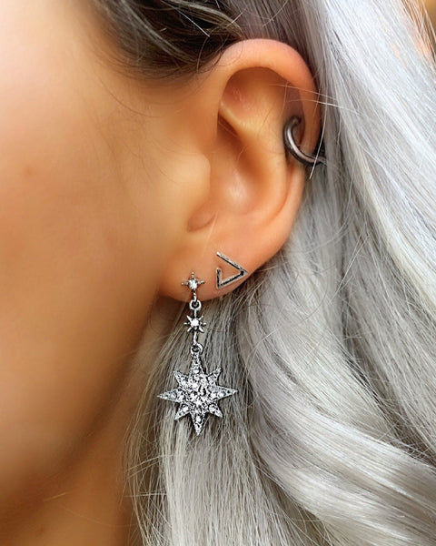 Silver Moon & Star Earrings