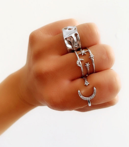 Moon and Star Ring