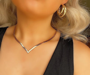 Gold Herringbone Necklace