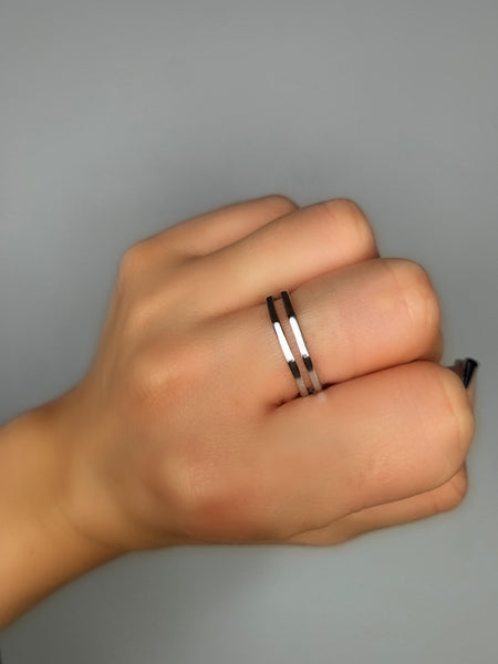 Double Band Hexagon Ring