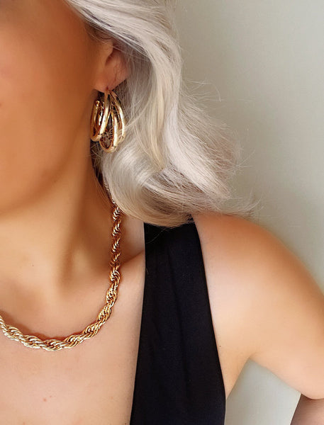 Triple Bar Gold Hoop Earrings