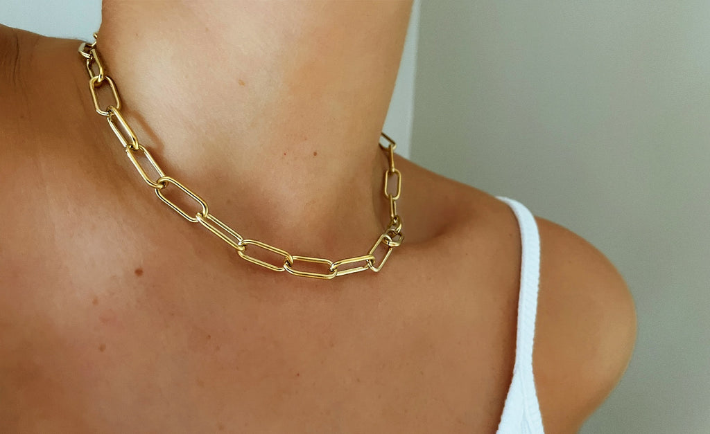 18K Gold Filled Large Paperclip Chain, Extra Chunky Link Necklace, Gold  Layered Necklace, Gold Thick Chain Choker, Waterproof & Tarnish Free - Etsy  | Gold necklace layered, Gold link necklace, Thick gold chain