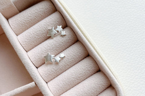 Silver Star Cluster Earrings