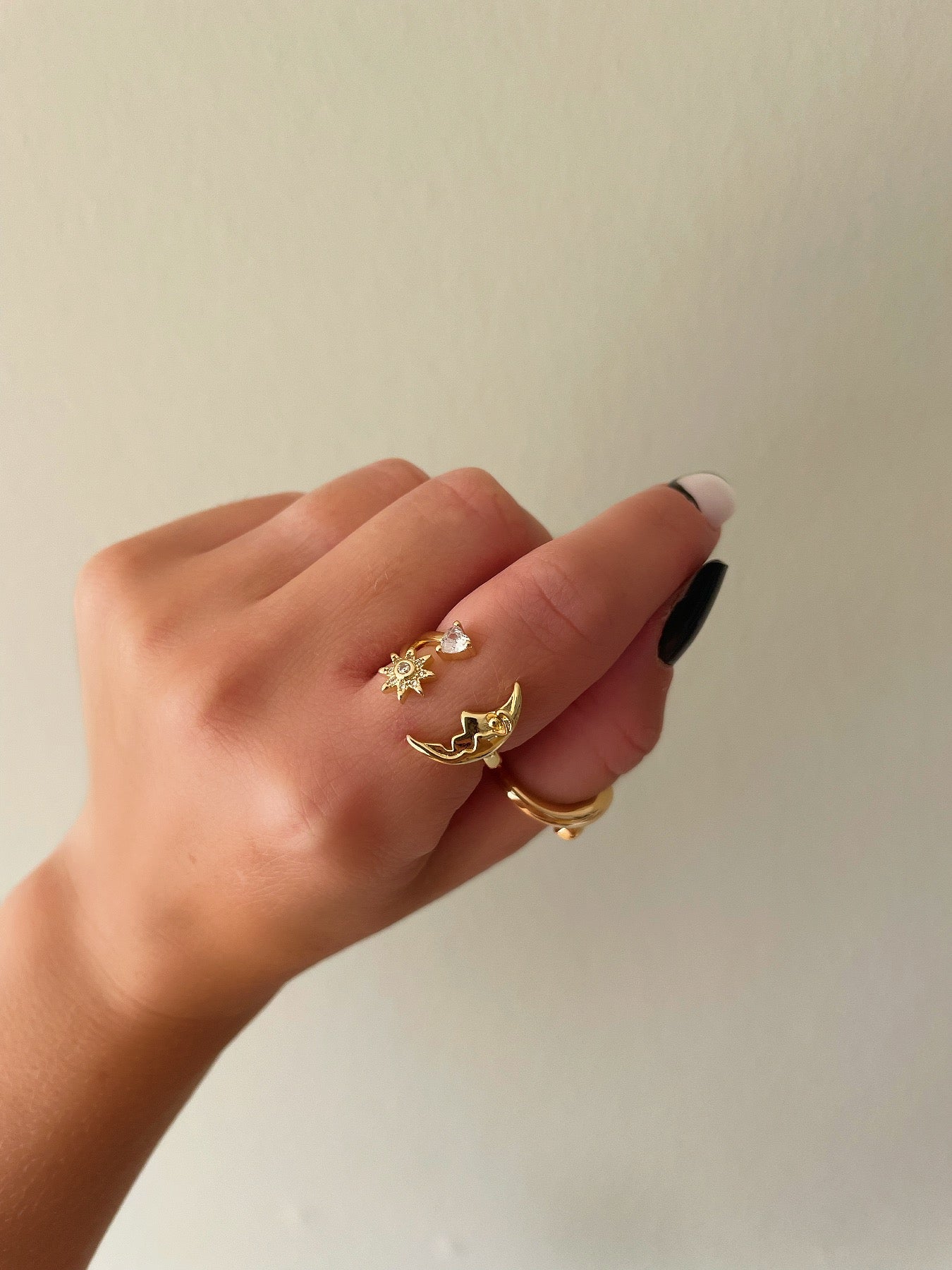 Gold Moon and Star Ring