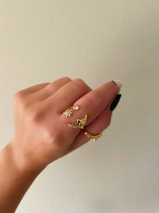 Gold Moon and Star Ring