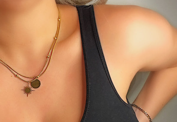 Sun & Moon double layer necklace