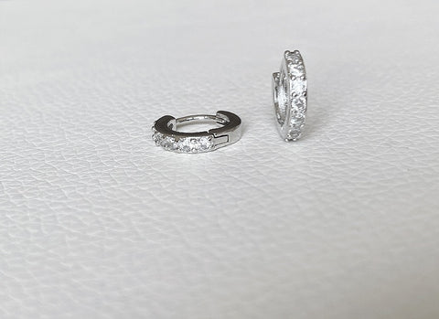 diamond paved huggie hoop earrings